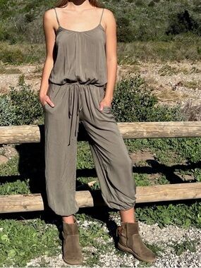 TYSA Claudette Minimalist Relaxed Jumpsuit in Olive Green Women’s Size Small